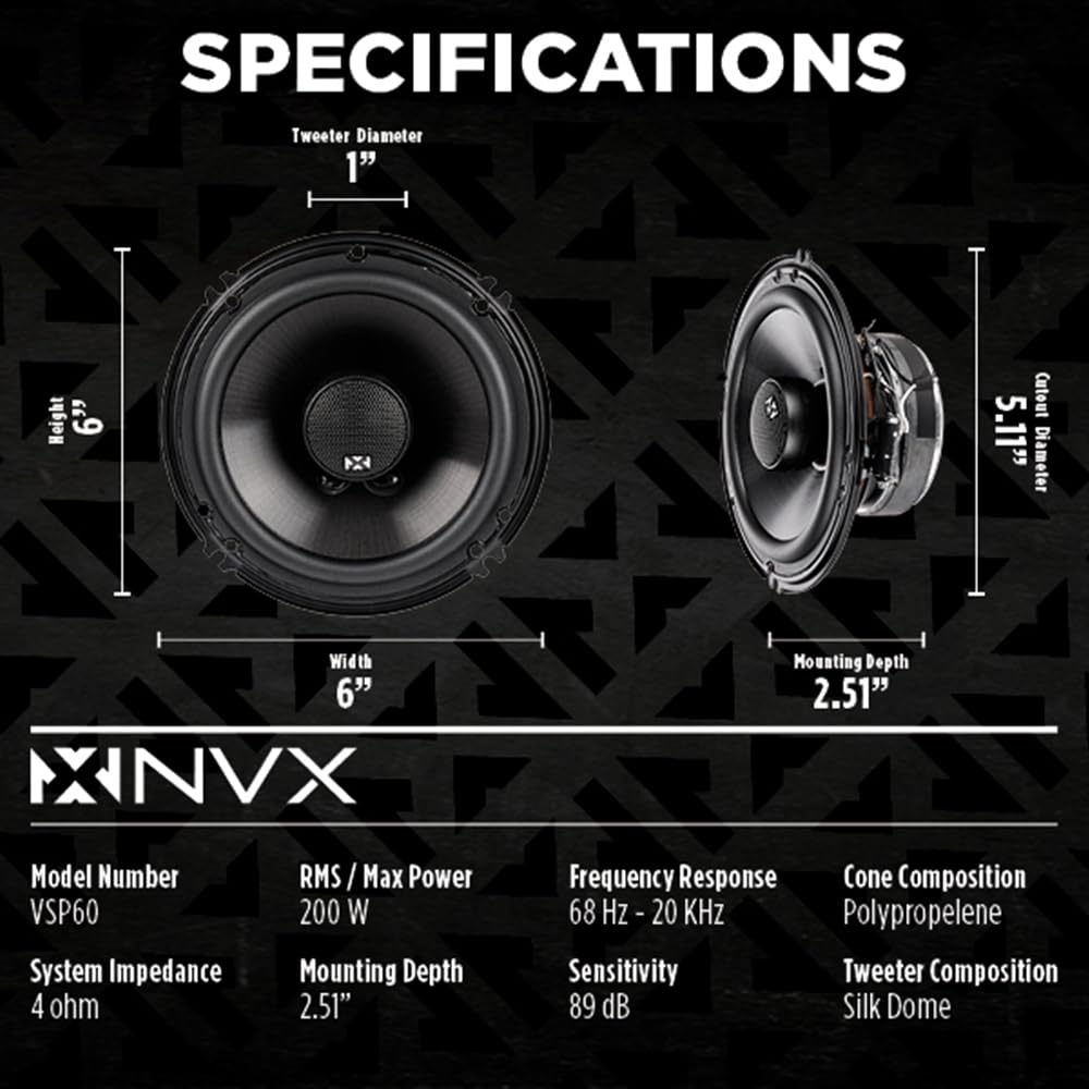 NVX VSP60 built-in crossovers ensuring balanced sound across the full range.
