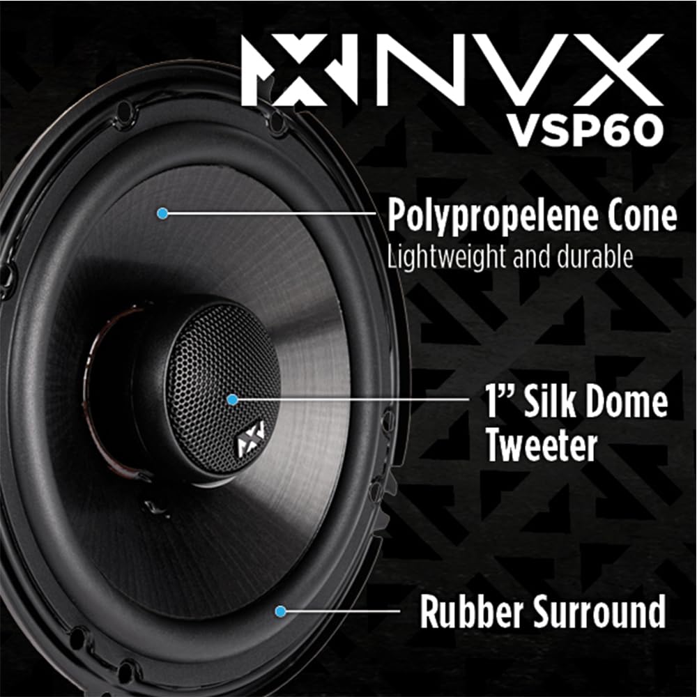 NVX VSP60 silk dome tweeter delivering crisp highs for vibrant music details.