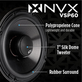 NVX VSP60 silk dome tweeter delivering crisp highs for vibrant music details.