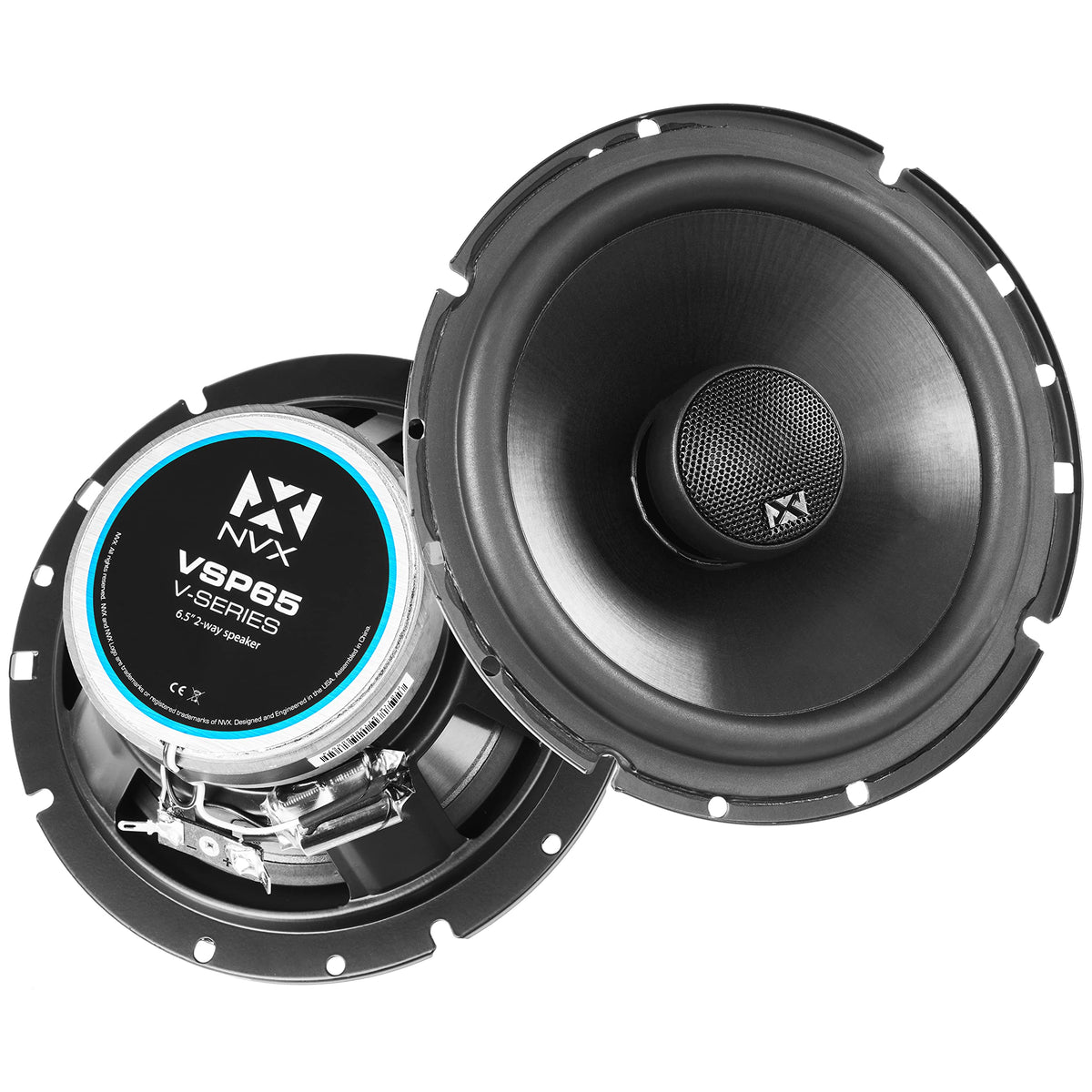 NVX VSP65 6.5-inch coaxial speaker cone detail for clear midrange.