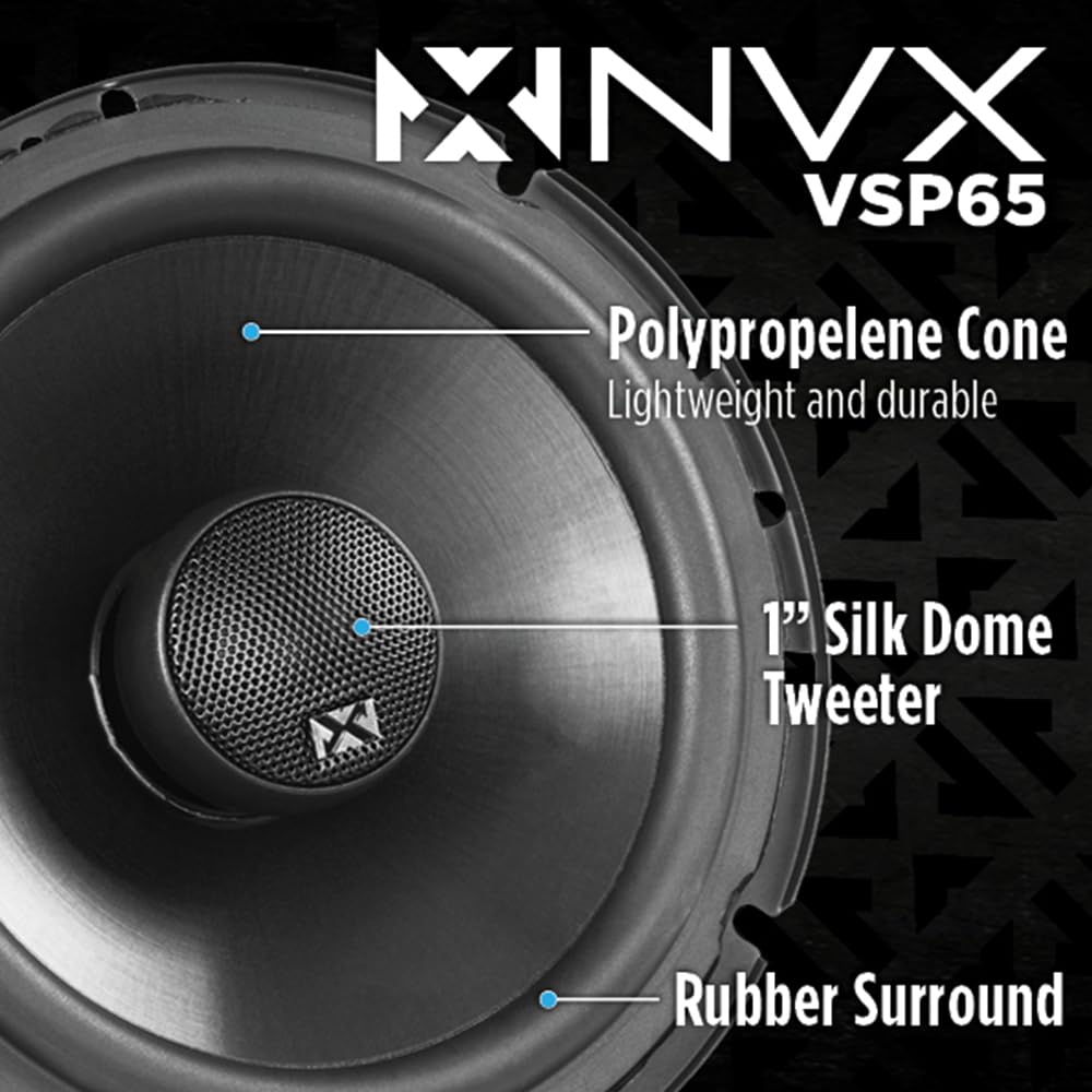 NVX VSP65 polypropylene cone provides strong yet light midrange and bass.