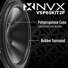 NVX VSP65KIT2F 2-way component system with silk dome tweeter for balanced sound.
