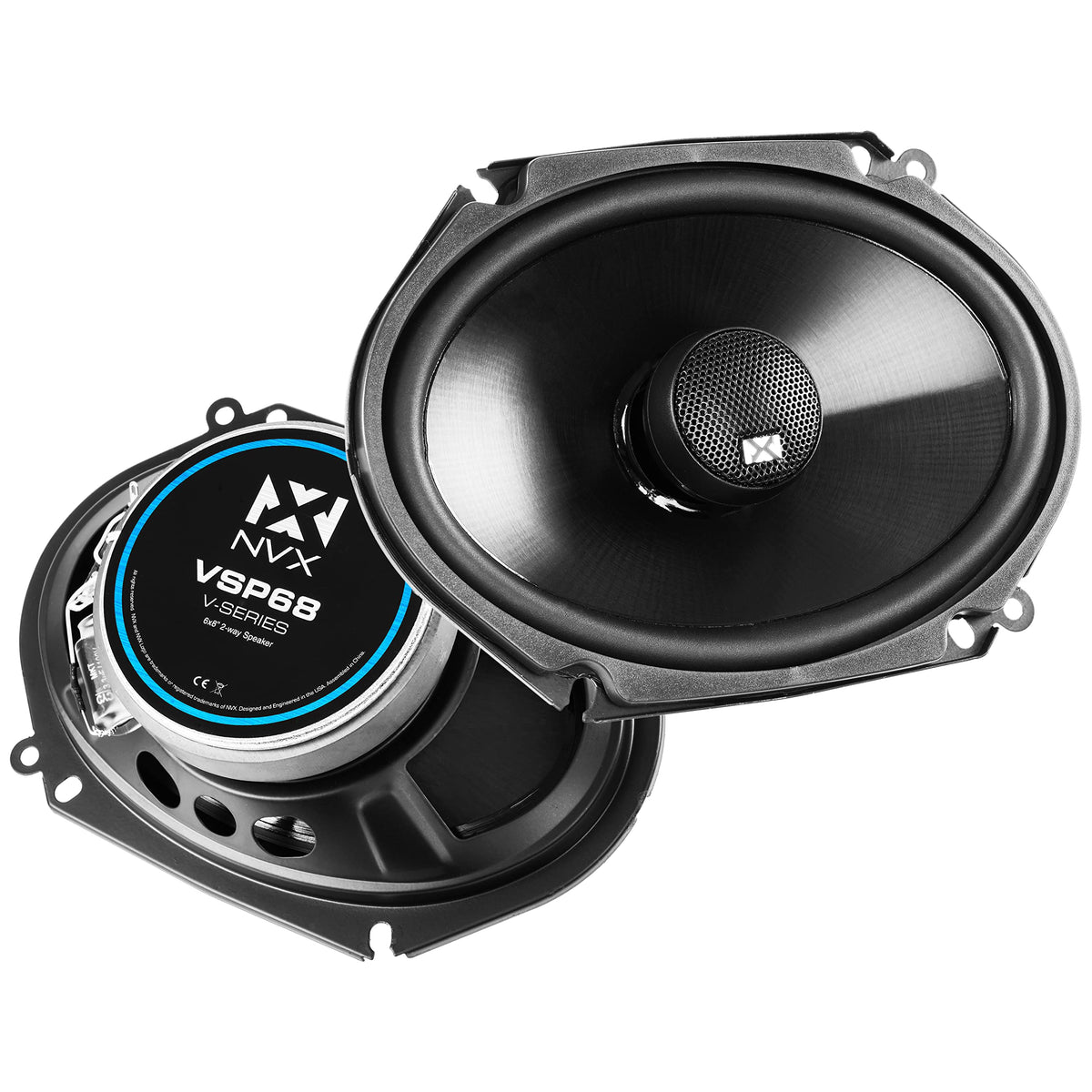 NVX VSP68 6x8 coaxial front view shows versatile mounting for 5x7 or 6x8 spaces.