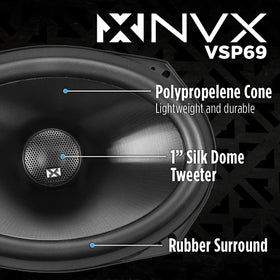NVX VSP69 25mm silk dome tweeter highlights smooth treble and detailed highs.