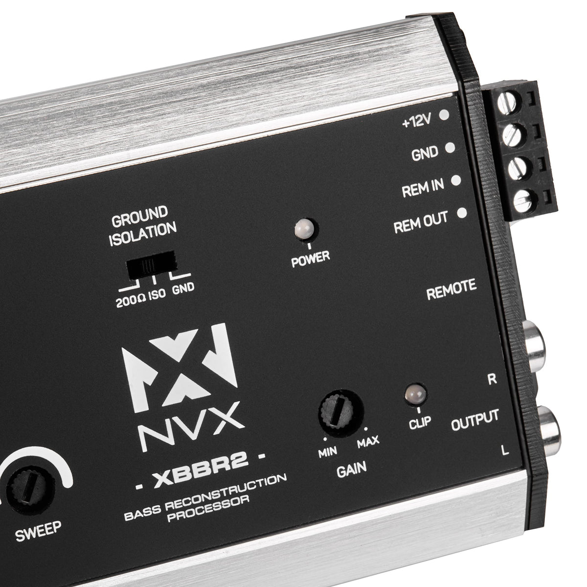 NVX XBBR2 output stage delivering up to 9.5V of bass power