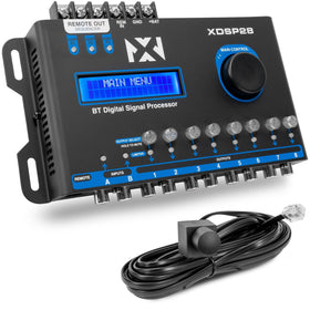 NVX XDSP28 front panel showing compact size for easy under-dash install