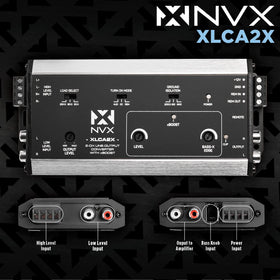 NVX XLCA2X digital bass enhancer interface highlighting xBOOST control.