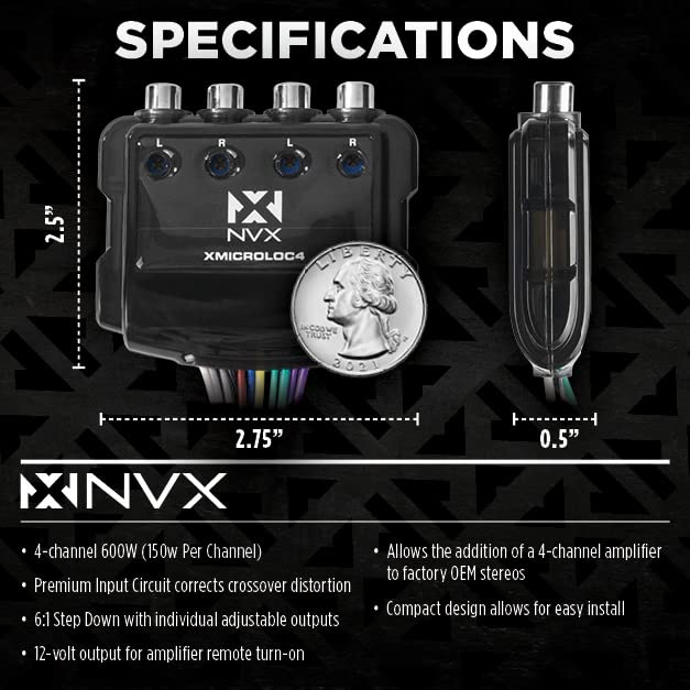 NVX XMICROLOC4 outputs diagram highlighting 6 to 1 adjustability for precise tuning