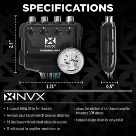 NVX XMICROLOC4 outputs diagram highlighting 6 to 1 adjustability for precise tuning