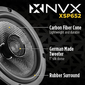 NVX XSP652 1-inch silk dome tweeter provides crisp highs in car audio.
