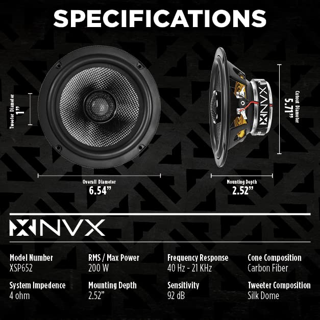 NVX XSP652 carbon fiber cone offers durability and responsive performance.