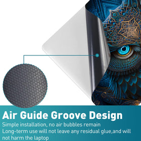 NXZGO Blue Owl skin on right touchpad side with smooth edges