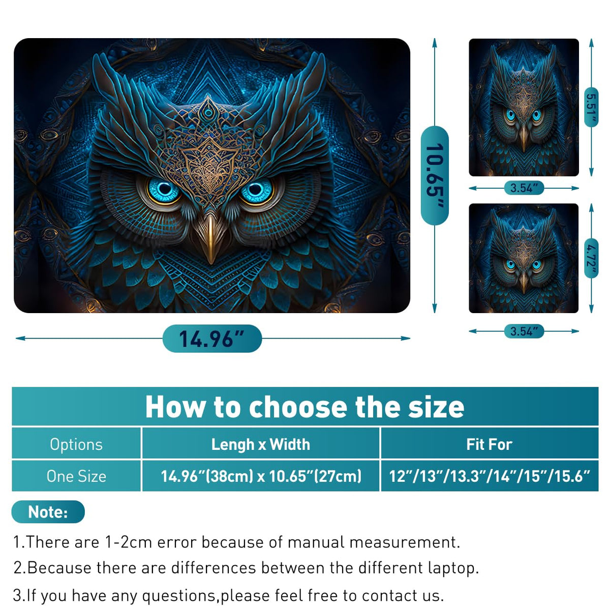 NXZGO Blue Owl waterproof film protects laptop surfaces during travel
