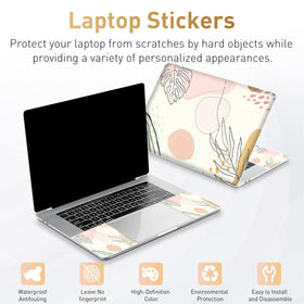 NXZGO boho leaf laptop skin front view adds vibrant protection.