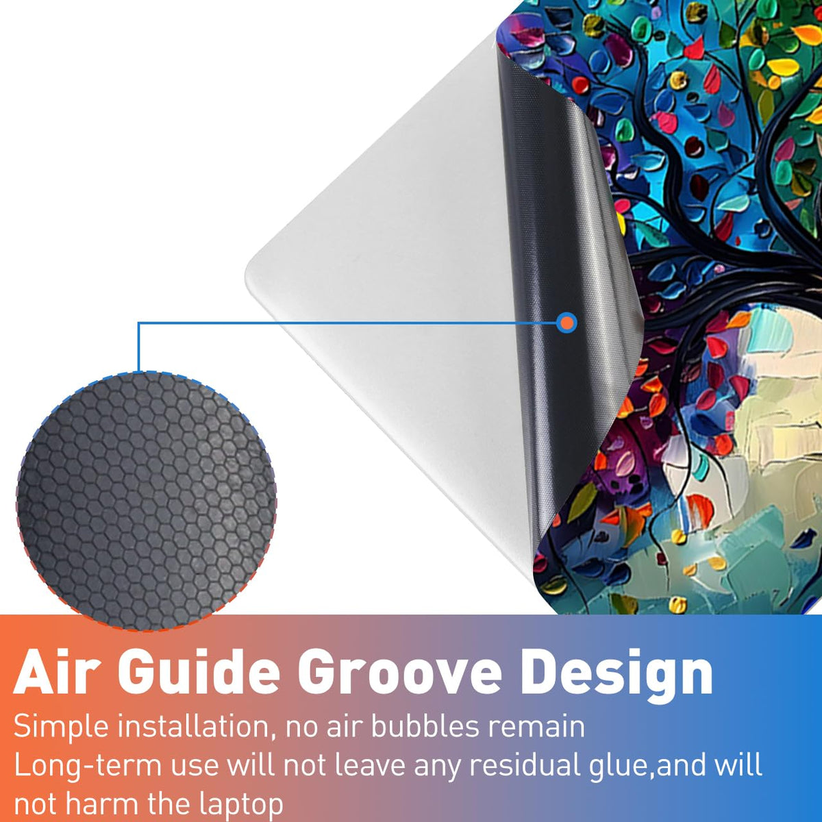 NXZGO Colorful Tree closeup reveals durable, bubble-free vinyl texture.