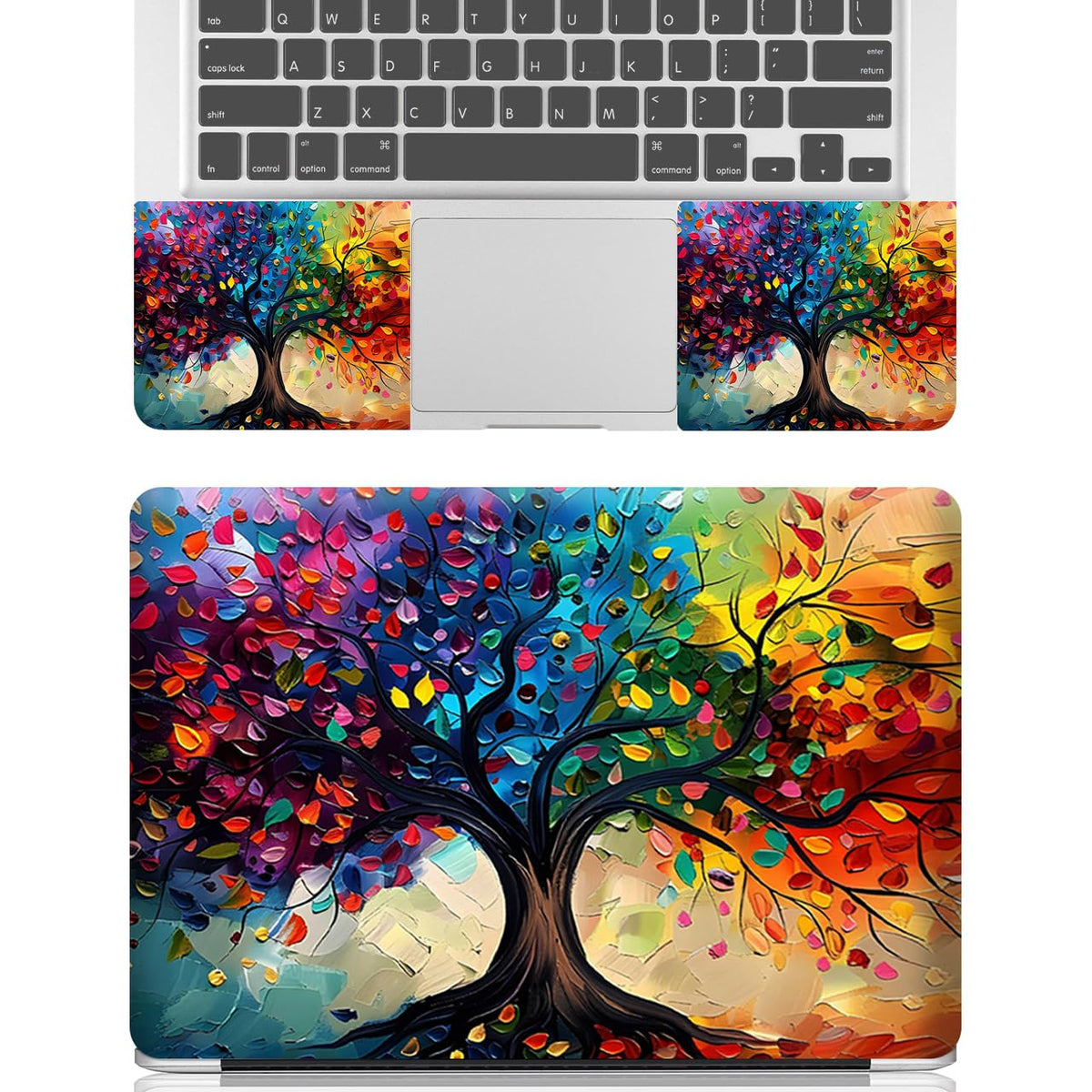 NXZGO Colorful Tree laptop skin front shows high-resolution art on the lid.