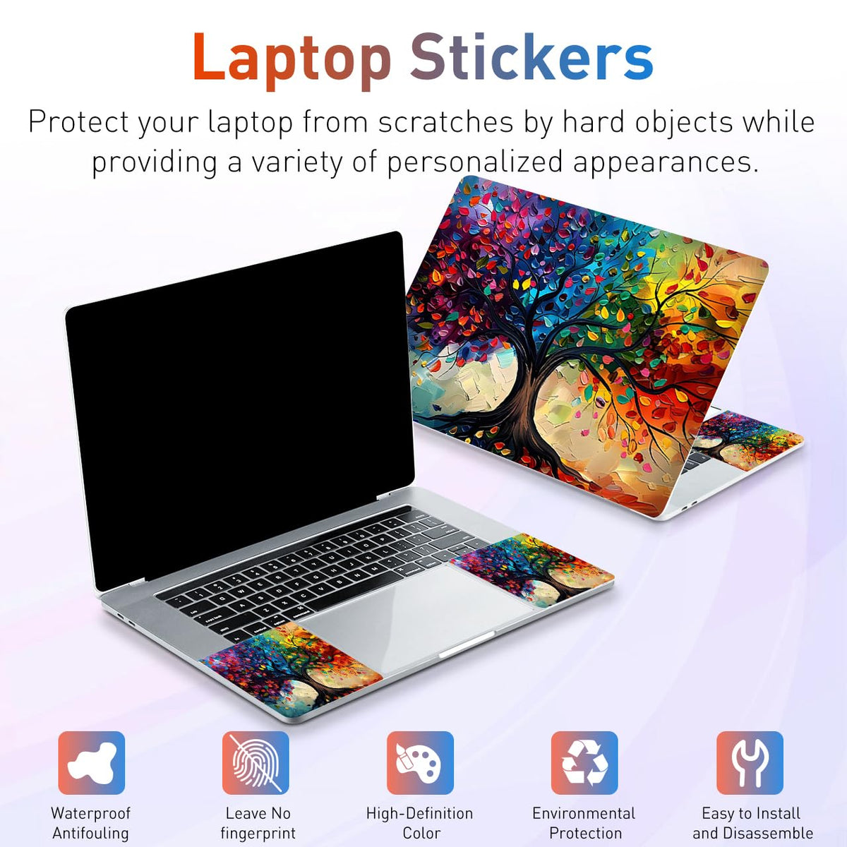 NXZGO Colorful Tree touchpad right complements design and protects wear.