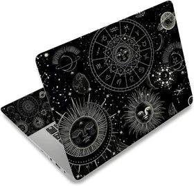 NXZGO Cosmic Sun Moon laptop skin back view showing scratch protection.