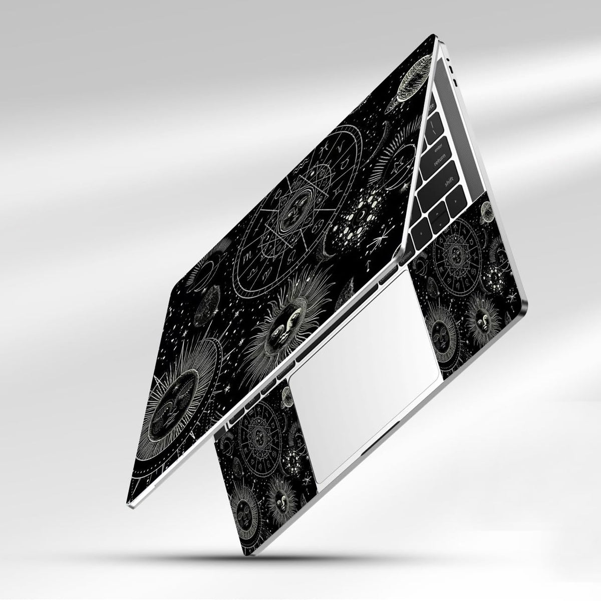 NXZGO Cosmic Sun Moon laptop skin surface waterproof and bubble-free finish.