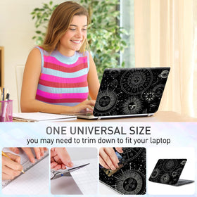 NXZGO Cosmic Sun Moon laptop skin texture close-up shows smooth material.