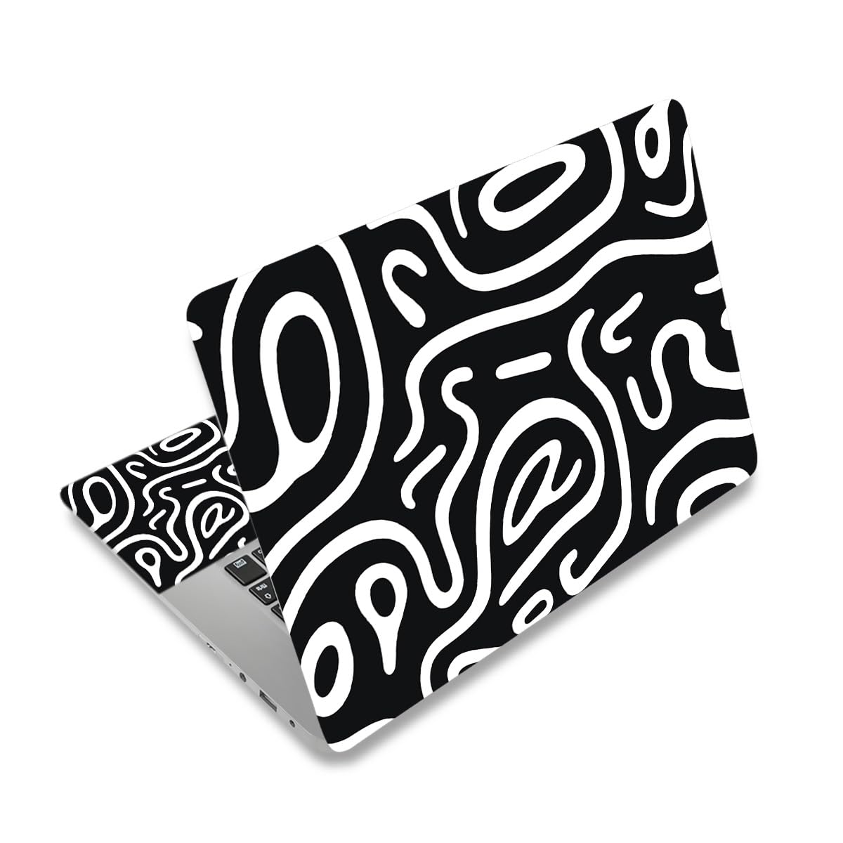 NXZGO laptop skin back LCD cover in topographic black protects the lid