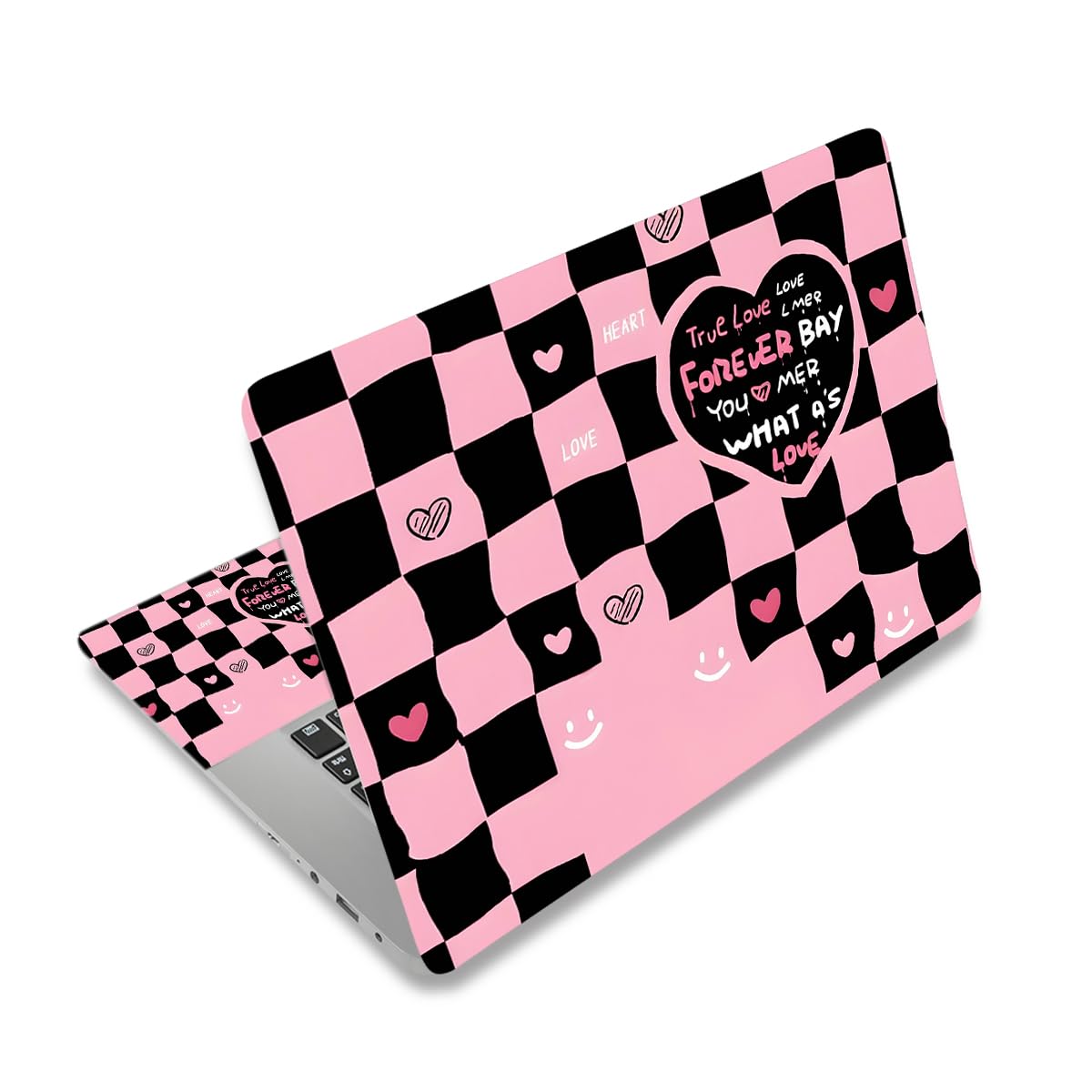 NXZGO laptop skin back LCD screen decal showing True Love design and screen-edge protection.