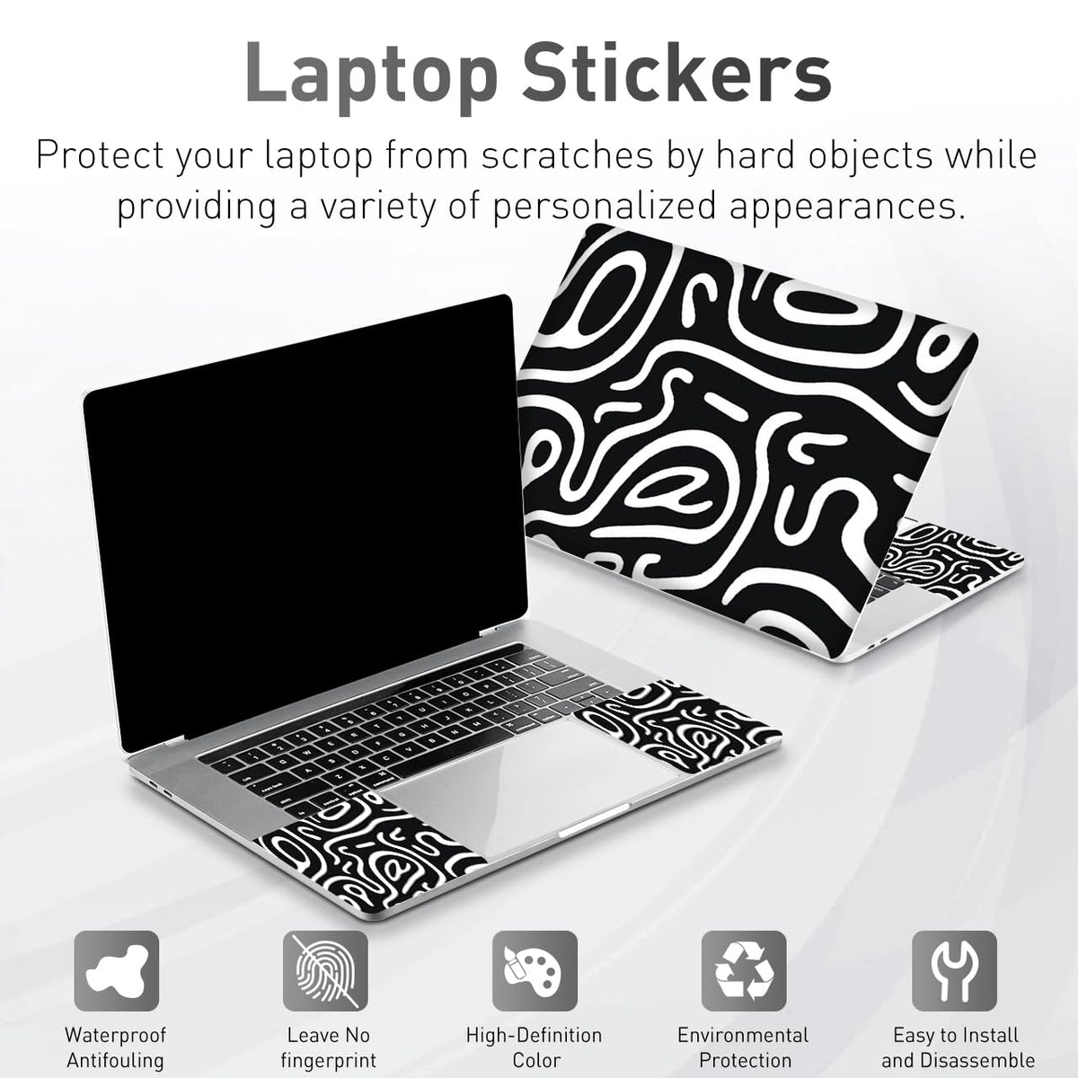 NXZGO left side touchpad skin on topographic black for grip and style