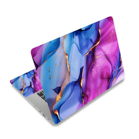 NXZGO marble laptop skin backview showing vibrant protection and color
