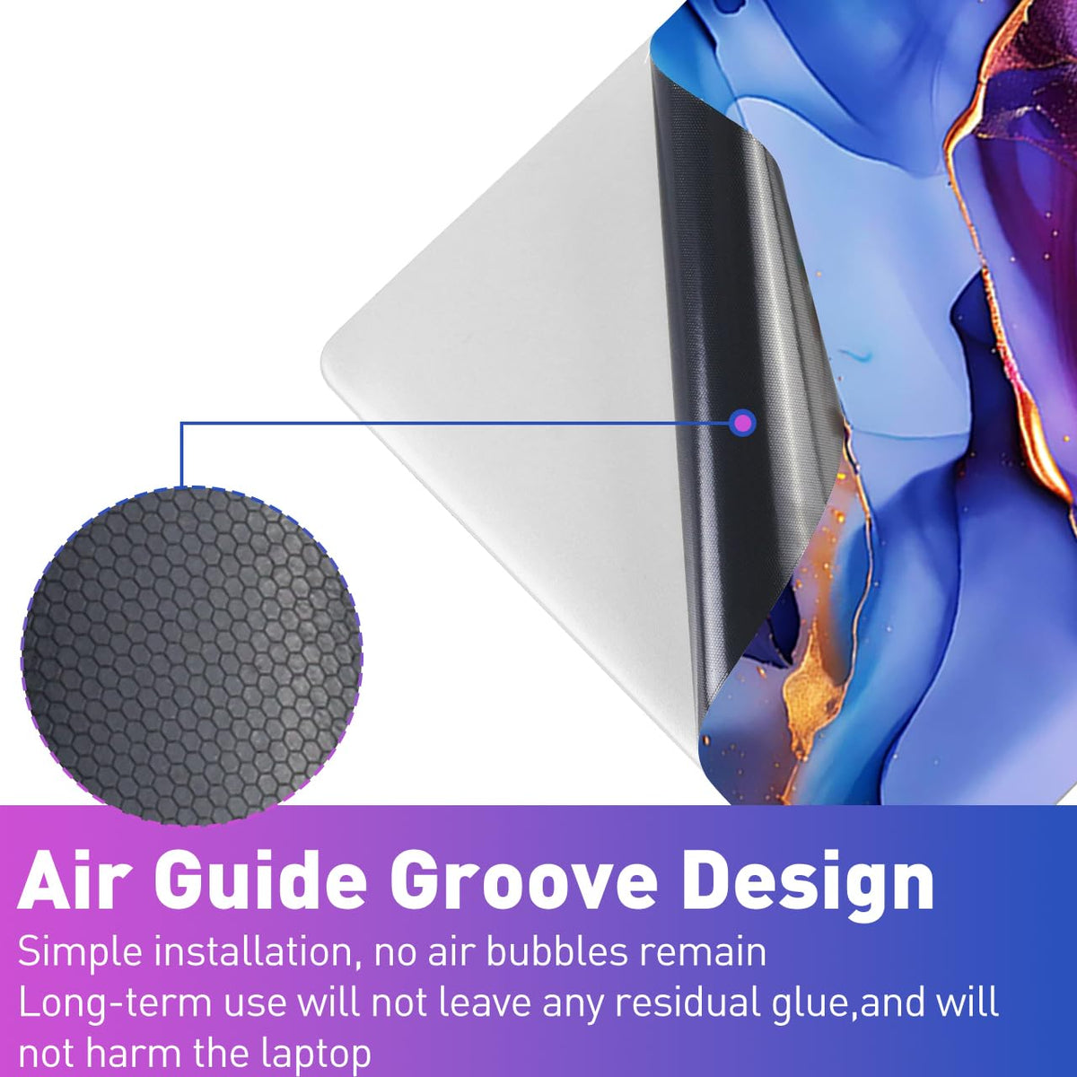 NXZGO marble installed on laptop demonstrates easy, residue-free application