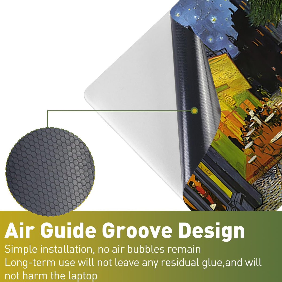 NXZGO Terrace Cafe material detail shows ultra-thin removable PVC layers for handling.