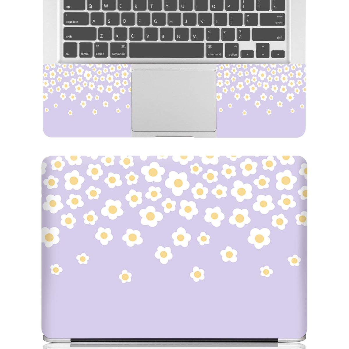 NXZGO Lavender Happy Flower laptop skin back view adds personality and guards against scratches.