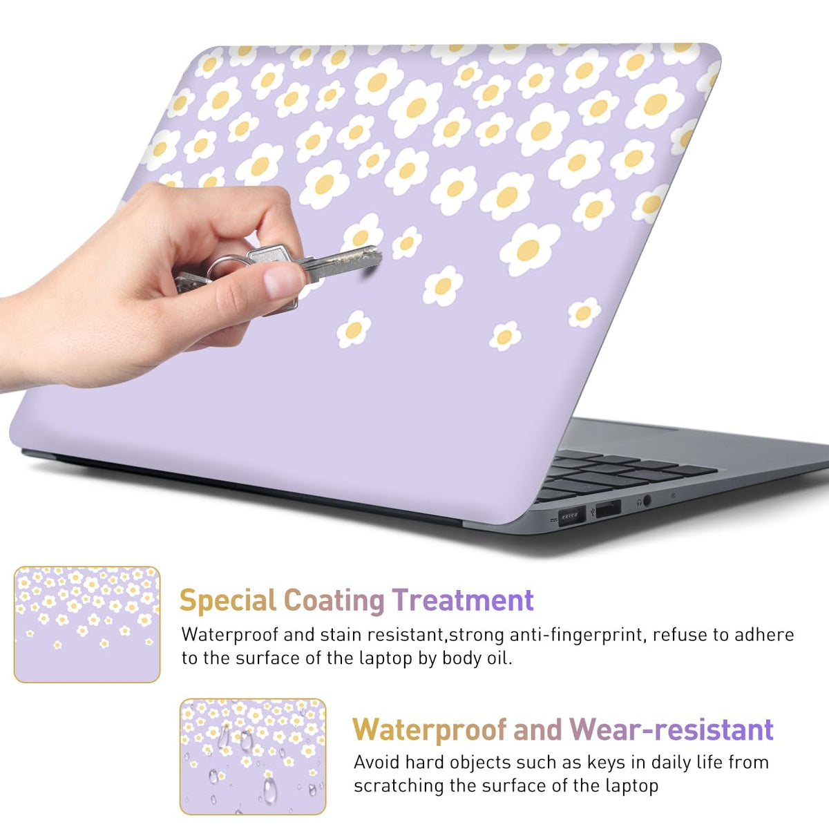 NXZGO Lavender Happy Flower laptop skin durable layer keeps laptop skin lasting through daily use.