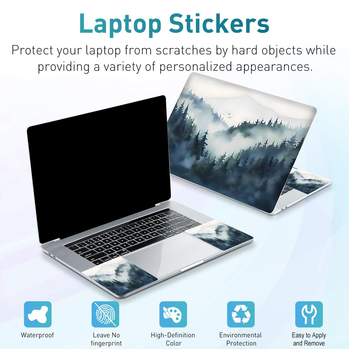 NXZGO Misty Forest left touchpad skin showing protected surface
