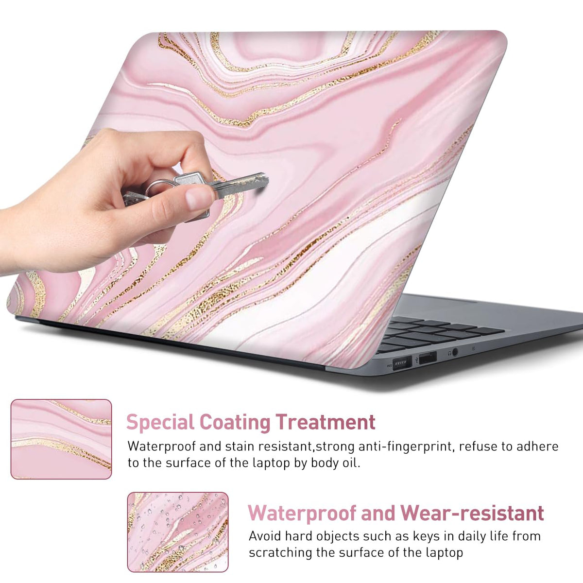NXZGO Pink River decal demonstration on a 15.6 inch laptop