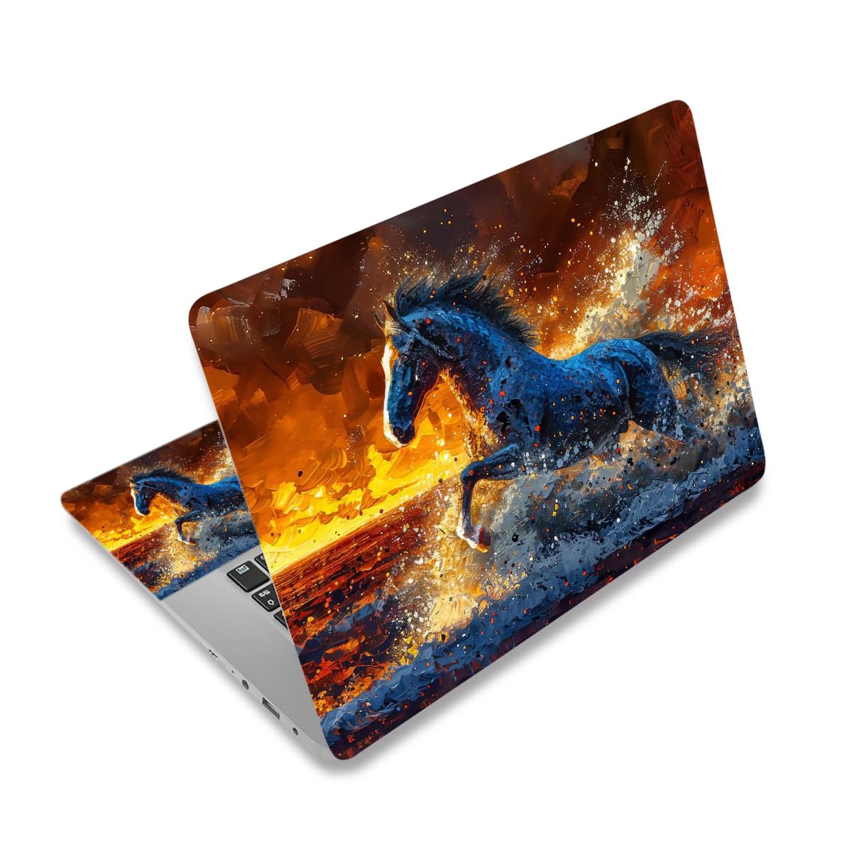 NXZGO Running Horse laptop skin back cover showing full coverage and scratch protection