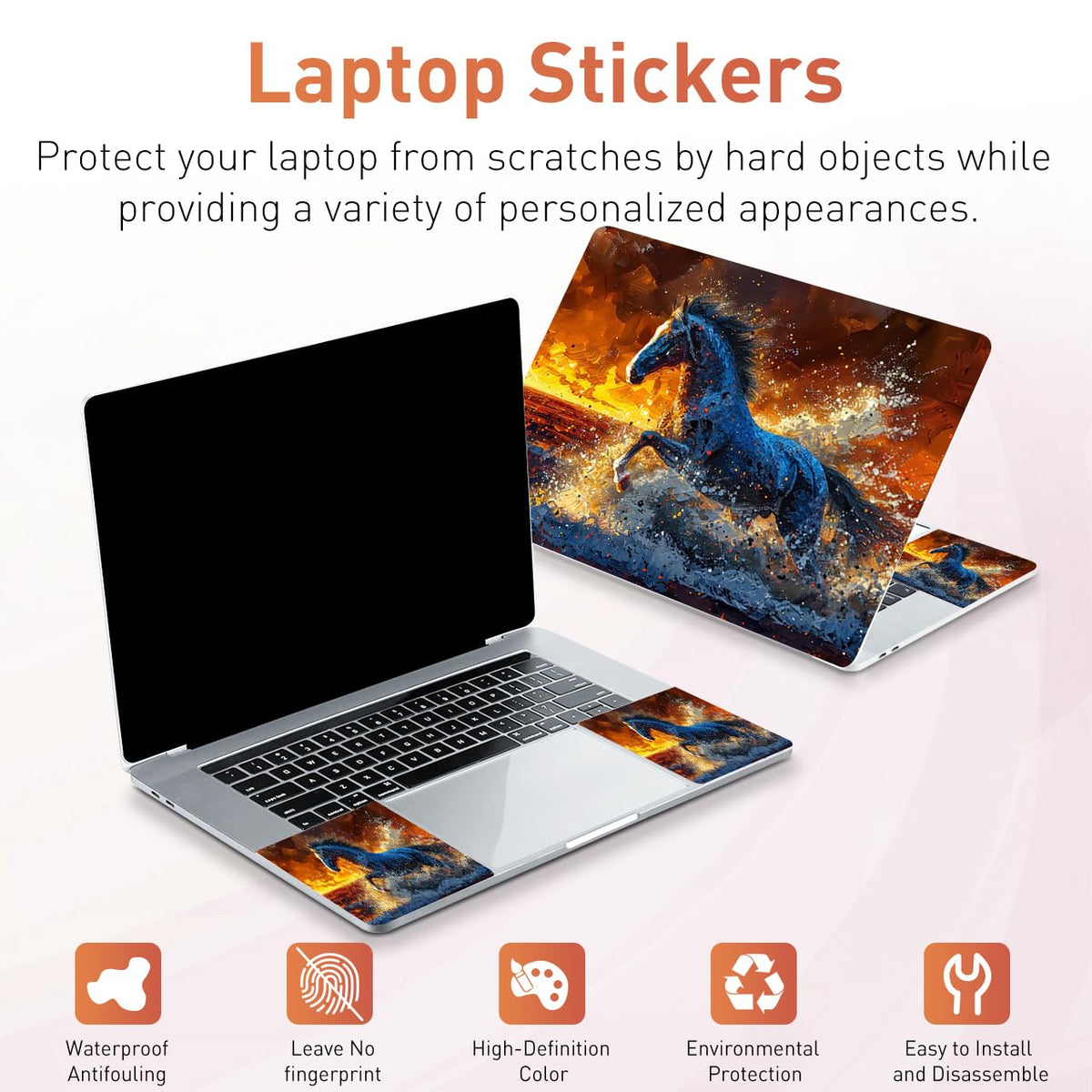 NXZGO Running Horse left laptop side skin displaying sleek finish and lightweight protection