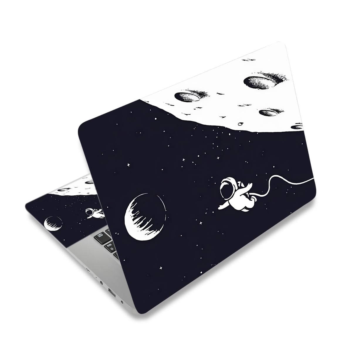NXZGO Space Astronaut laptop skin front view protects the notebook from scratches and spills.