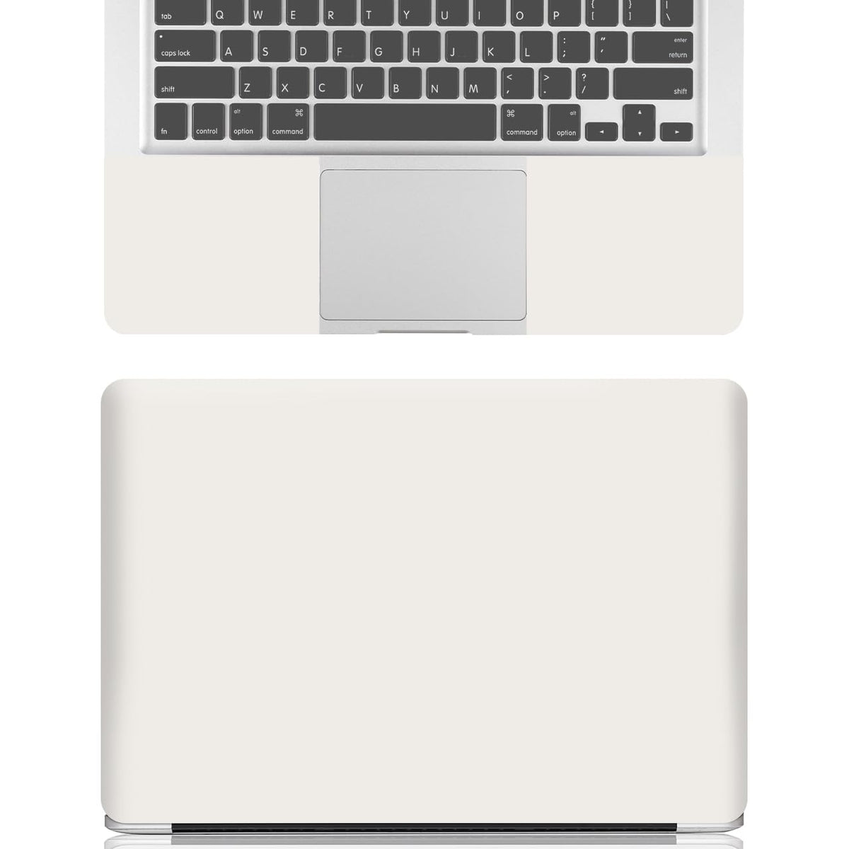 NXZGO vanilla cream laptop skin back view demonstrates cohesive styling and surface protection.