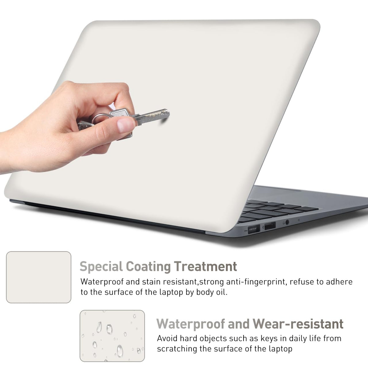 NXZGO vanilla cream laptop skin is waterproof and ready for daily use.