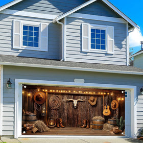 NYMB banner installed on garage door showing quick transformation benefit