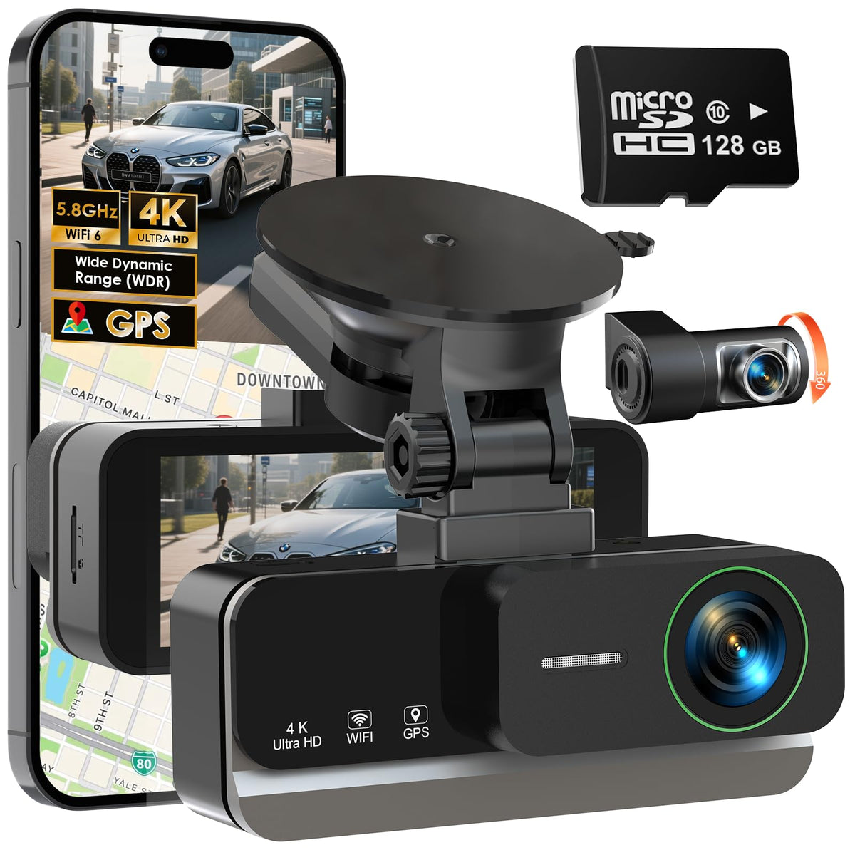 Nymzview dashcam front 4K video captures clear license plates for safer driving.