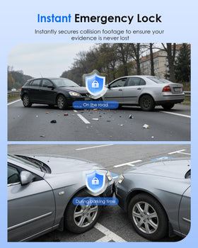 Nymzview dashcam G-sensor automatically locks footage after impact.