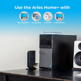 Nyrius Aries Home+ loop-through output supports dual displays from one source.