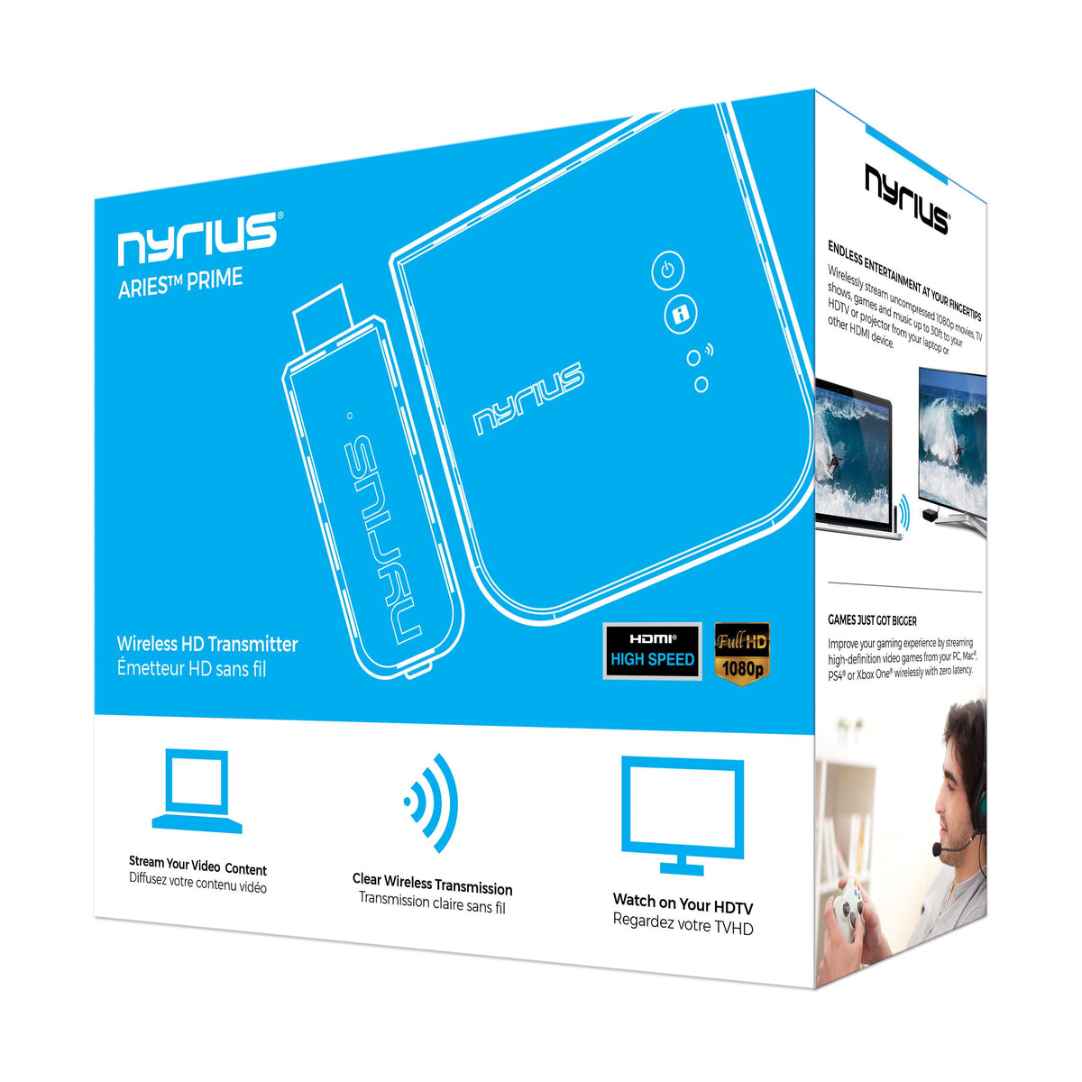 Nyrius Aries Prime enables wireless viewing of movies from laptop and console to big screen.