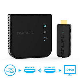 Nyrius Aries Prime wireless HDMI connection delivering 1080p clarity to your TV.
