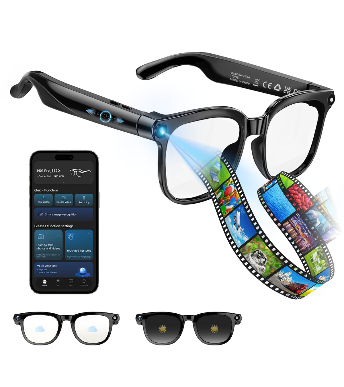 NyVyzn Smart Glasses with 4K camera capture crisp travel moments.