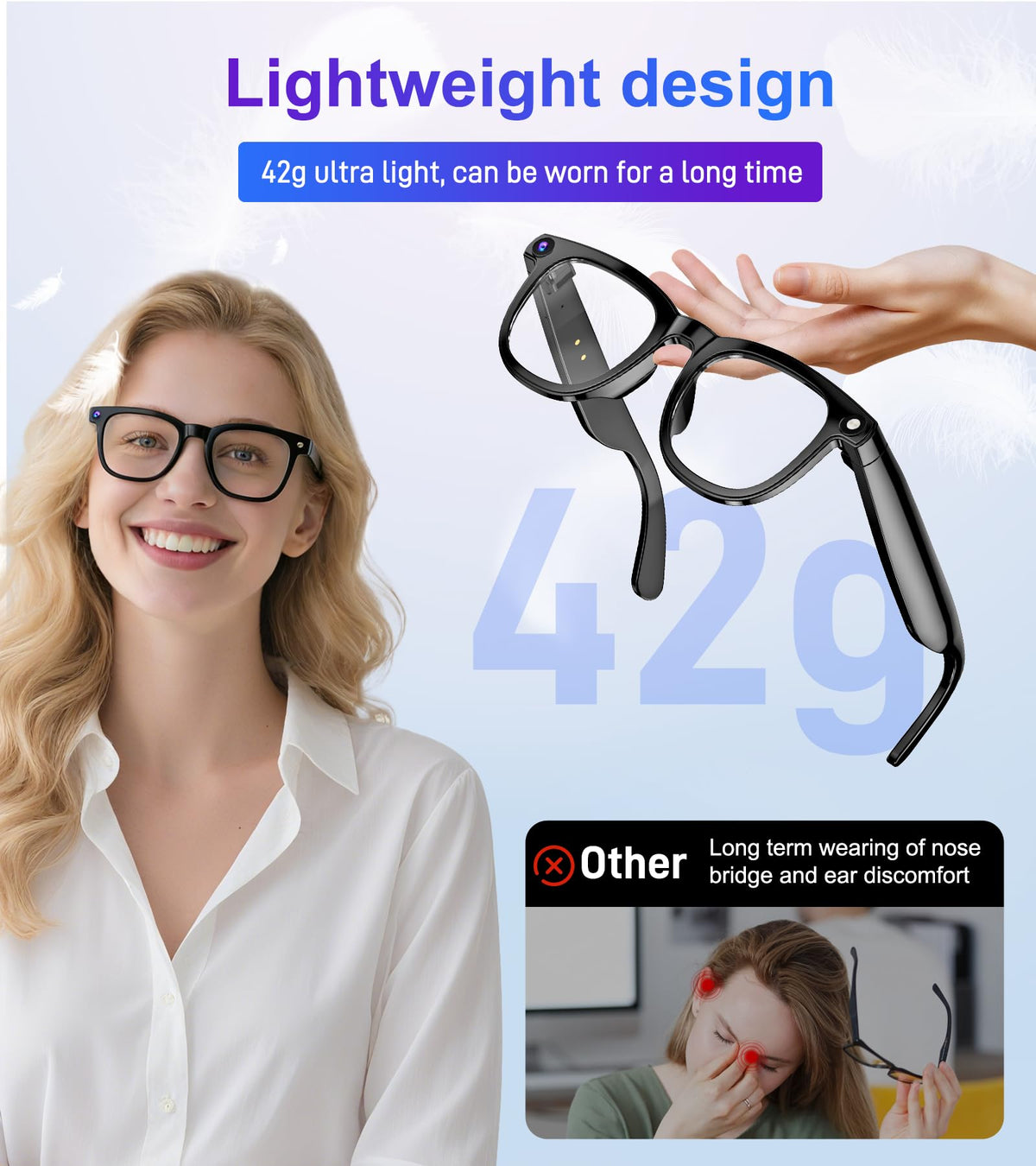 NyVyzn Smart Glasses stable Bluetooth and Wi-Fi connectivity.