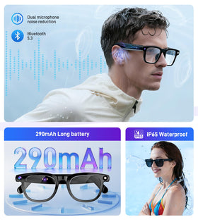 NyVyzn Smart Glasses battery life lasts through long sessions.