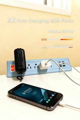 NYYTGE five AC outlets spaced to accommodate large adapters safely