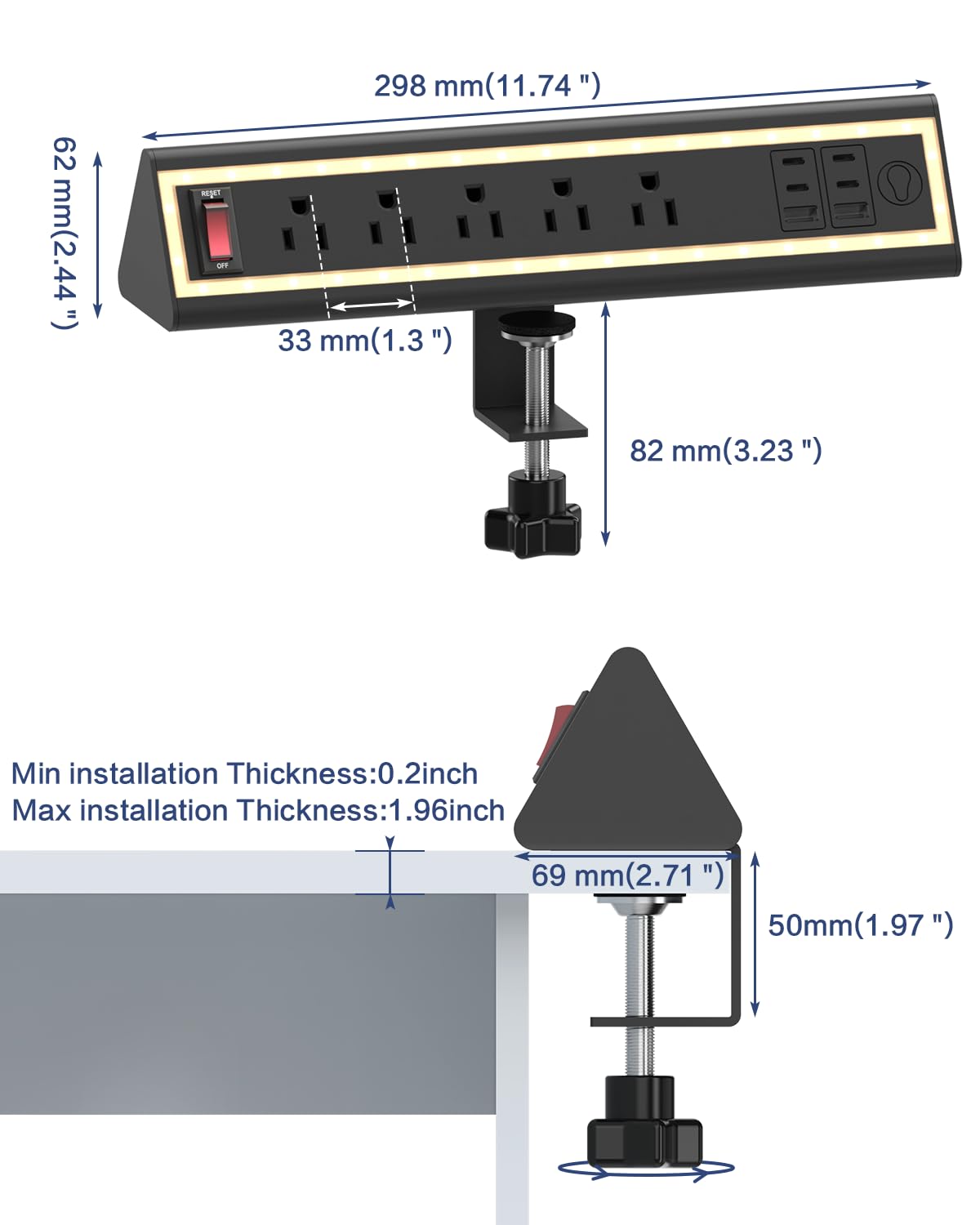 NYYTGE 6ft cord and flat plug against wall for space-saving placement